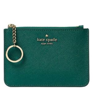 KATE SPADE  Women Laurel Way Bitsy ZIP CARD HOLDER GREEN DEEP JADE slim